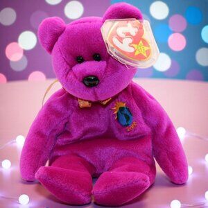Ty Beanie Baby Millennium Bear 1999 Purple Plush Collectible With Tag